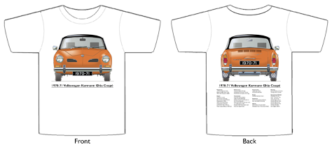 VW Karmann Ghia Coupe 1970-71 T-shirt Front & Back